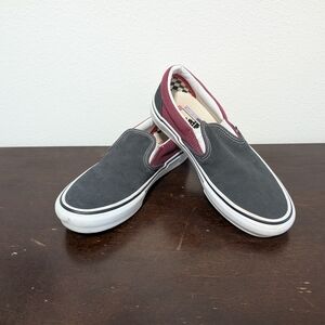 Charcoal and Burgundy Slip-On Sneakers